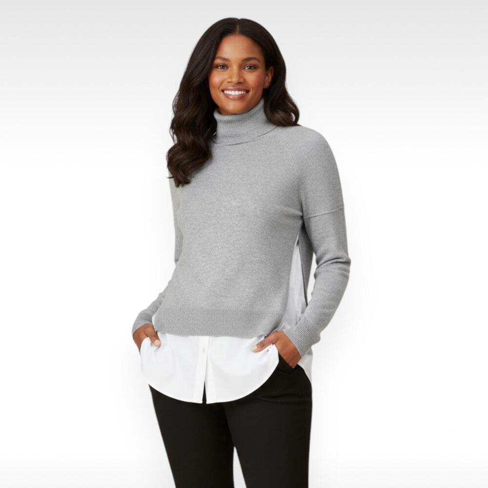 KaufmanFranco Collective x RTR Layered, Cotton/Wool Gray Sweater | Size Large